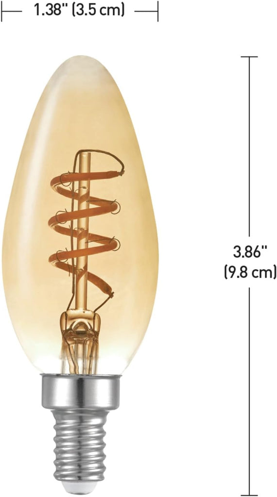 40W Equivalent Soft White (2000K) Edison Dimmable LED Light Bulb 12-Pack, E12 Candelabra Base, 125 Lumens, Amber