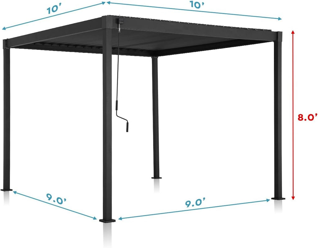 80S Louvered Pergola 10' x 10', Modern Style with Adjustable - Image 6