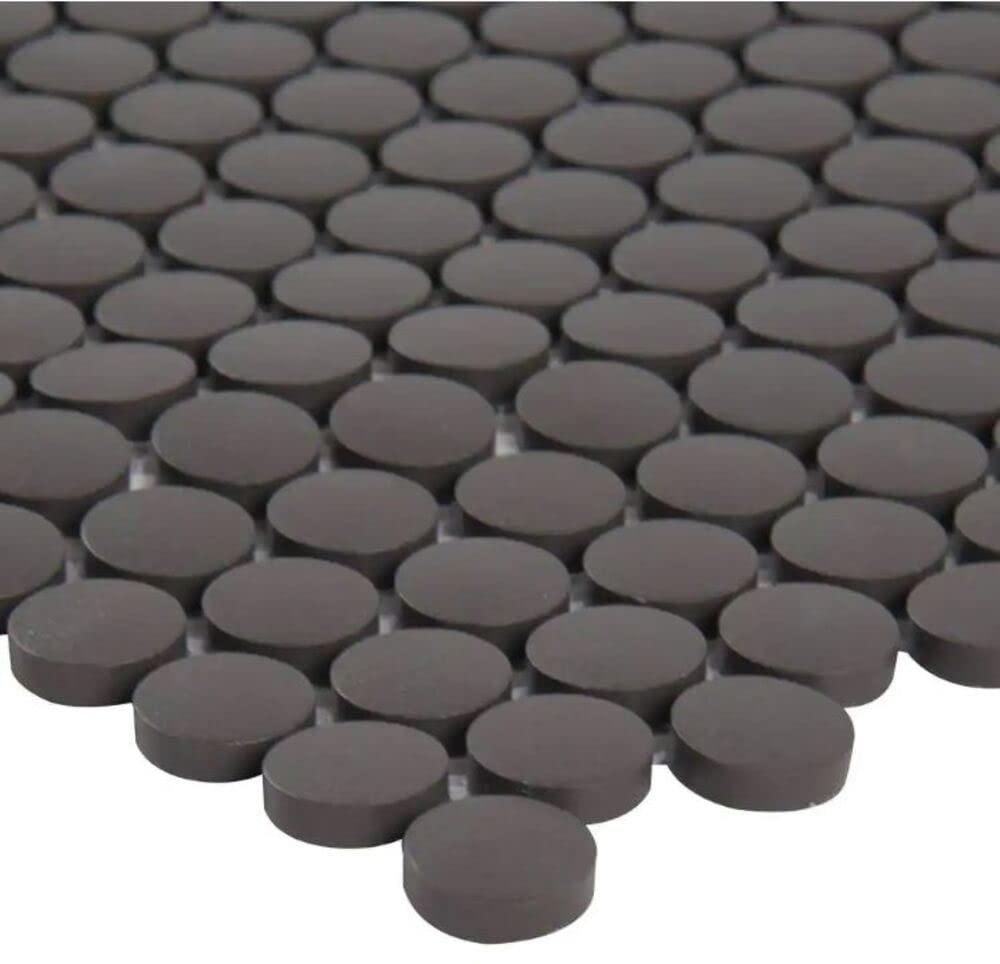 Unglazed Penny Round Porcelain Mosaic (Box of 15 Pcs), Floor and Wall Tile, Backsplash Tile, Bathroom Tile on 12x12