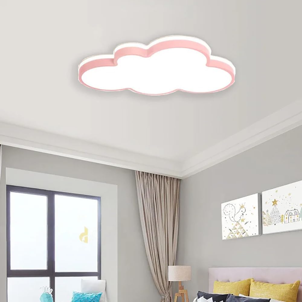 Cloud LED Ceiling Light, 23" Pink Flush Mount Light for Kids Room Nursery
