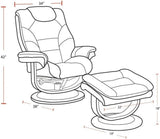 Modern Reclining Swivel Lounge Chair and Ottoman — Brown Leather