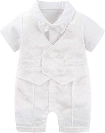 Baptism Outfit Baby Boys Christening Romper