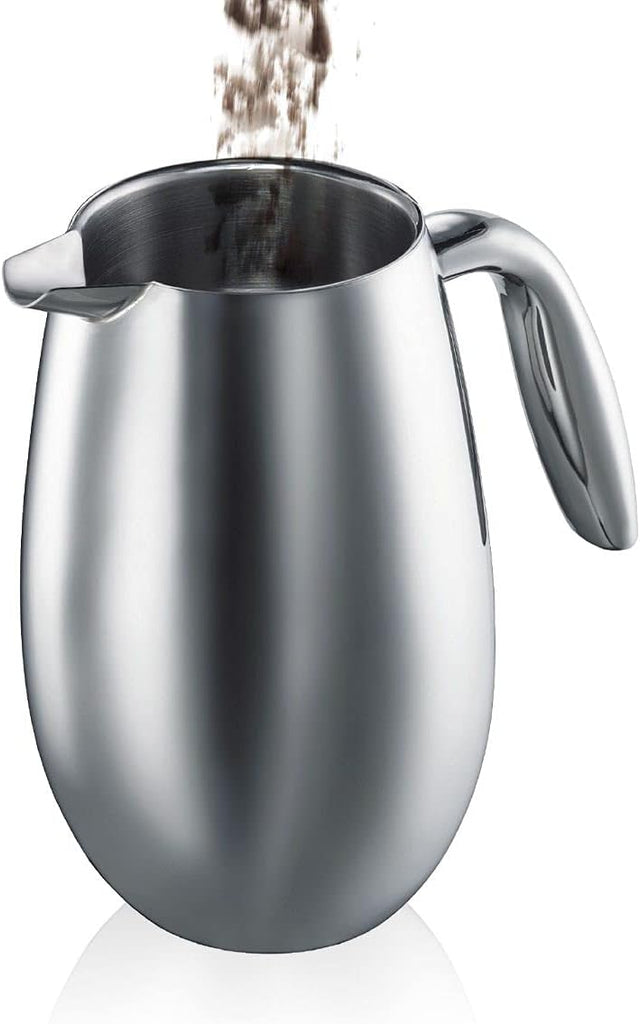 17 oz Columbia Thermal French Press Coffee Maker, Insulated Double Wall Stainless Steel, Chrome