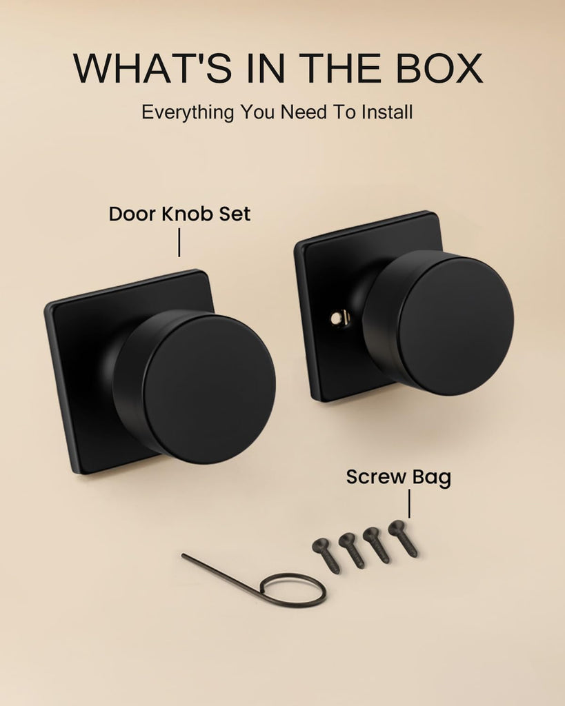 2 Pieces Black Dummy Door Knobs, Inactive Half Dummy Door Knob No-Turning Dummy Closet Door Knobs