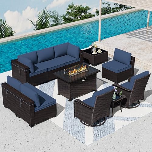 11-Piece Outdoor Patio Furniture Set - Swivel for Patio, Garden & Porch