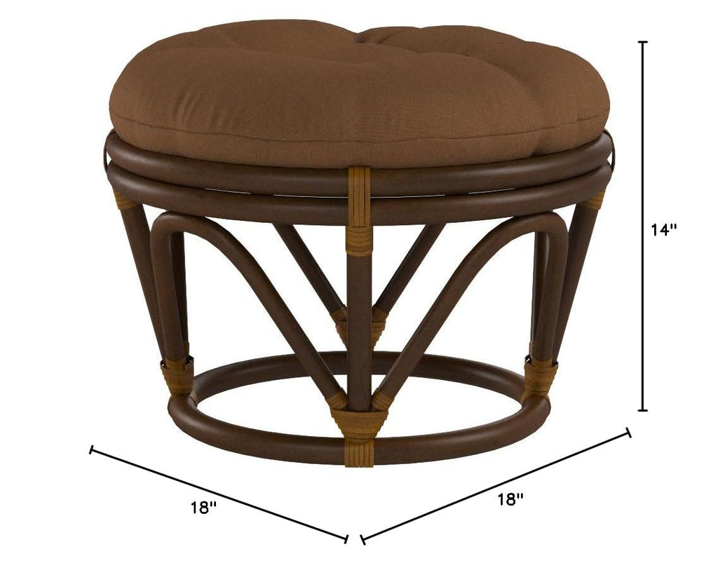 Piece Rattan Footstool with Twill Cushion