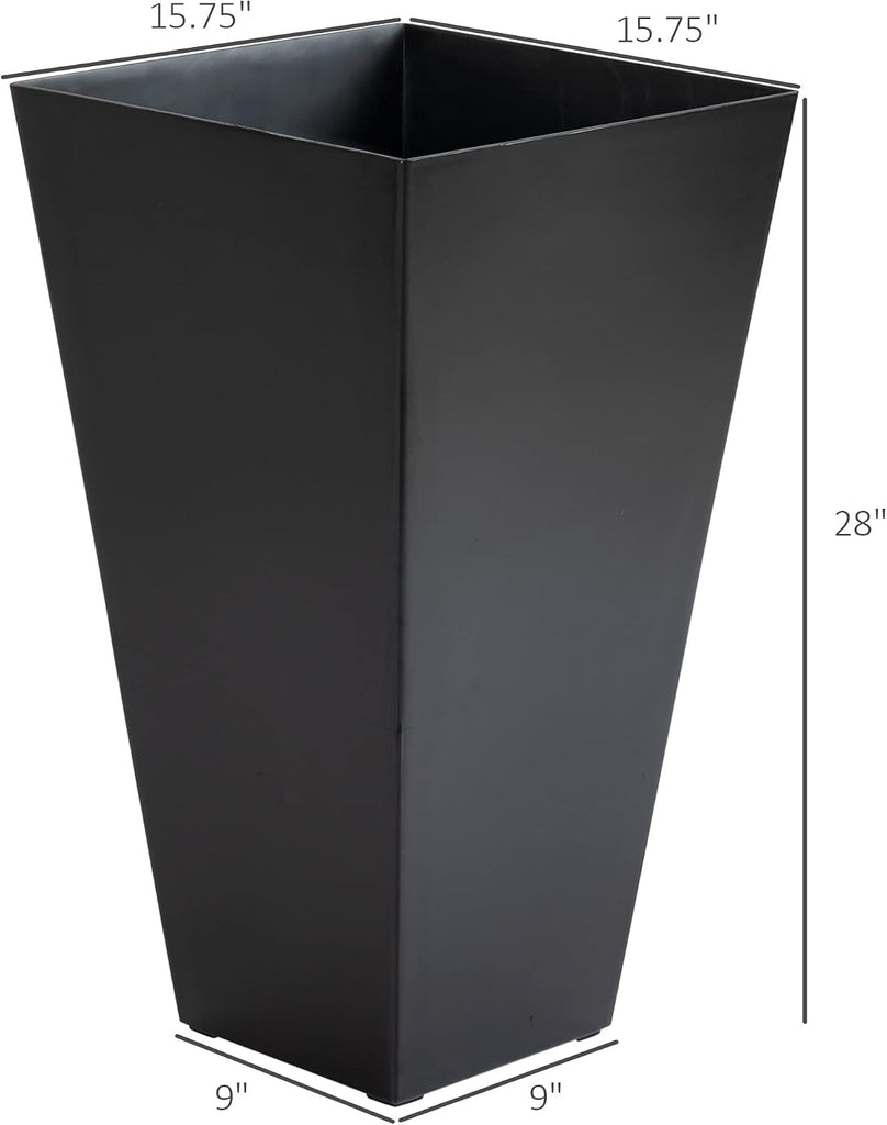 Set of 3 Planter, Indoor/Outdoor Plant Pots, 15.75" x 15.75" x 28" Tapered Square Flower Pot for Porch Patio and