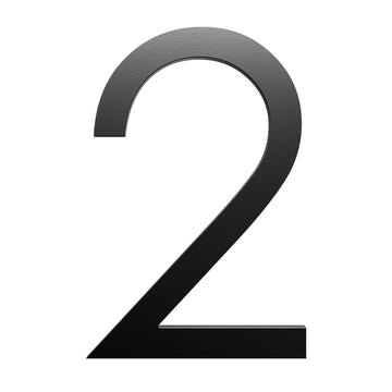 8 Inch Black House Number 2 for Outside - Modern Floating Address Numbers, Aluminum, Weather-Resistant & Rust-Proof