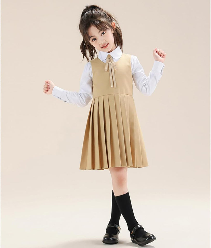Girls' School Uniform Jumper Sleeveless Knee Length A-Line Dress