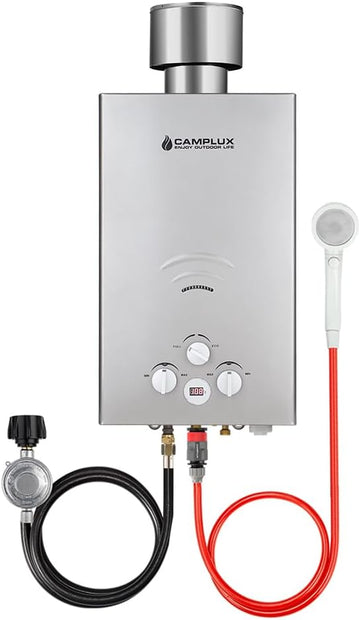 Tankless Water Heater, Camplux Outdoor Portable Propane Gas Tankless Water Heater With Rain Cap for Camping Showers