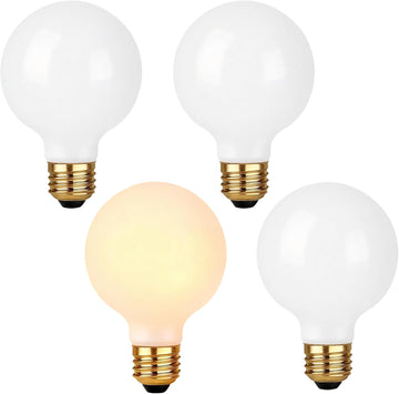 G25 Dimmable LED Globe E26 60W Warm White Vanity Light Bulbs, 4 Pack