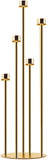 Gold 5-Arm Metal Cluster Taper Candelabra Candle Holders Includes Led Candles & Remote Control, Votive Pillar Candle