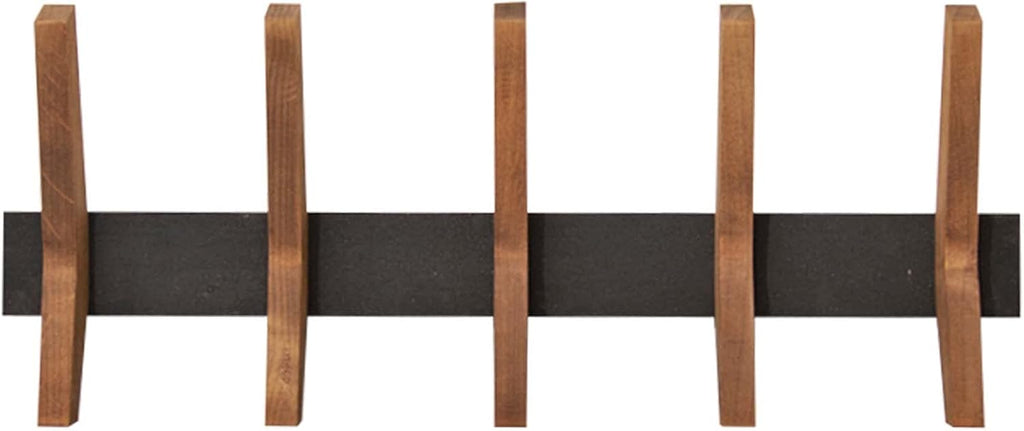 24-Inch Mid Century Coat Rack with 5 Wooden Hooks, Farmhouse Style Hookrail , and More, Solid Wood, 9.5" H x 24" W x