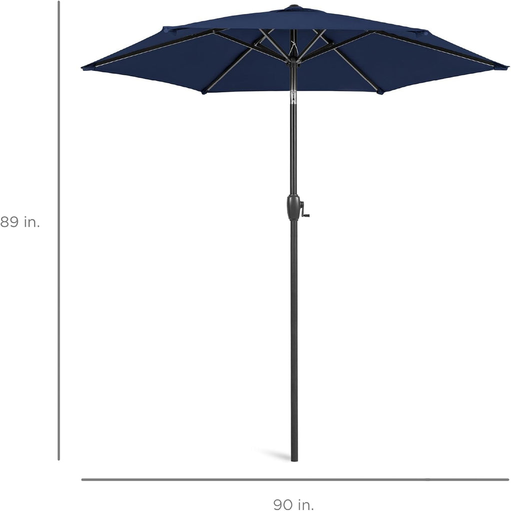 7.5ft Heavy-Duty Round Outdoor Market Table Patio Umbrella w/Steel Pole, Push Button Tilt, Easy Crank Lift - Navy Blue