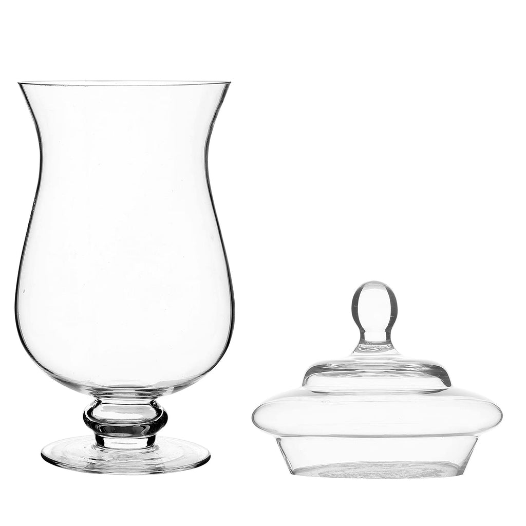 Clear Glass Apothecary Jars With Lid Footed Vase Set of 3
