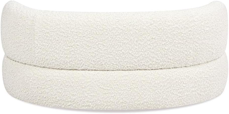 Shep 36" Curved Medium Size Dog Sofa Bed, Ivory White Boucle