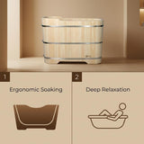 Premium Japanese Hinoki Wood Soaking Tub - 47.2" Freestanding Bathtub with Copper Drain