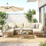 7-Piece Wicker Outdoor Patio Furniture Set | Beige for Backyard, Garden & Porch