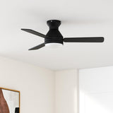 Ceiling Fans with Lights, 42 inch Low Profile Ceiling Fan with Light and Remote Control, Flush Mount, Reversible, 3CCT, Dimmable, Noiseless, Black Ceiling Fan for Bedroom, Indoor/Outdoor Use A102-B0C61JBT71