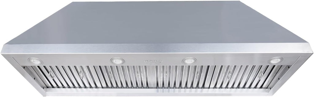54 Inch Stainless Steel Range Hood Insert 1260 CFM 4 Speed LED Lights Dishwasher-Safe Baffle Filters, Ducted