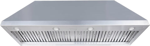 54 Inch Stainless Steel Range Hood Insert 1260 CFM 4 Speed LED Lights Dishwasher-Safe Baffle Filters, Ducted