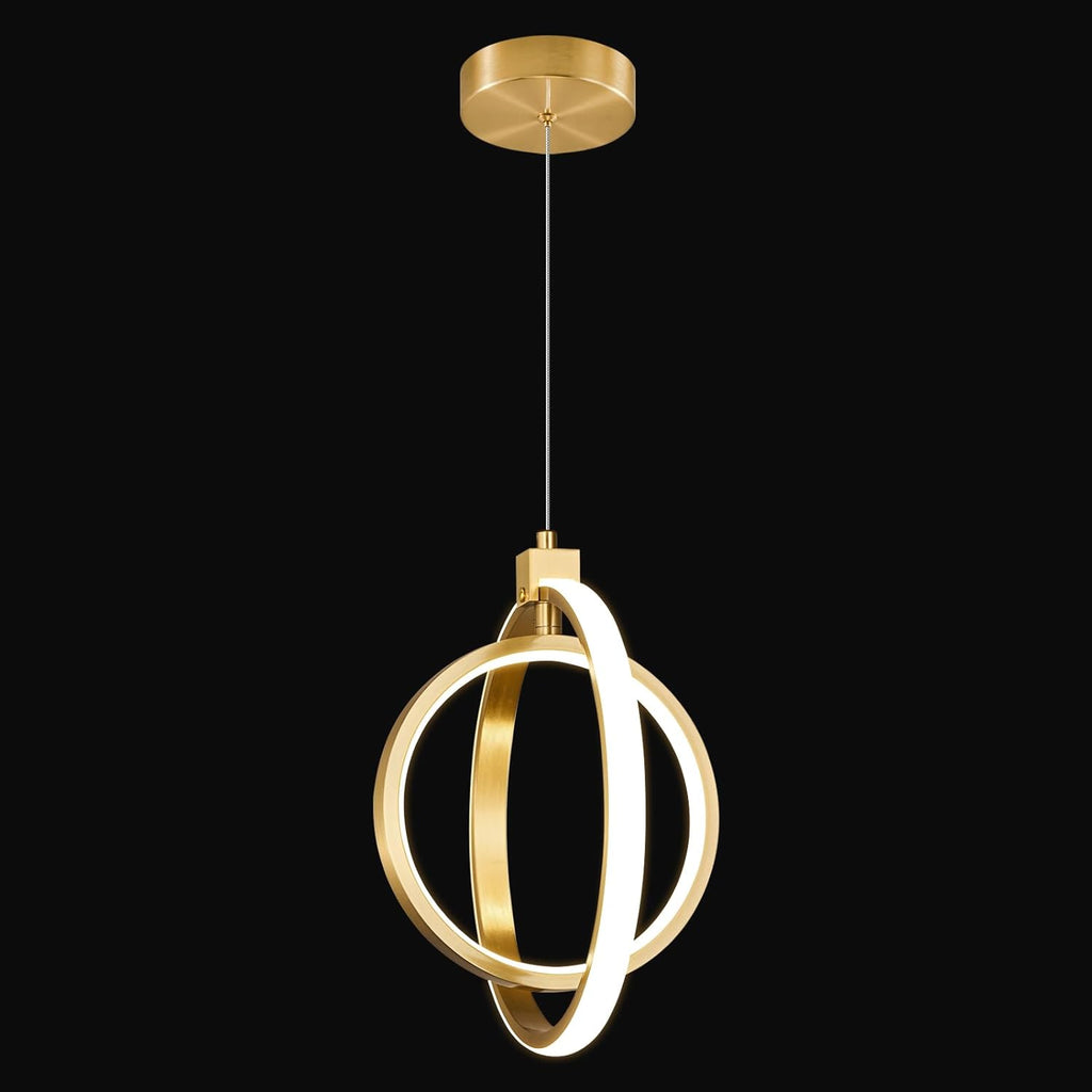 Modern LED Chandelier Gold Ring Pendant Light Fixtures 4000K Dimmable Height Adjustable Pendant Lighting for Dining