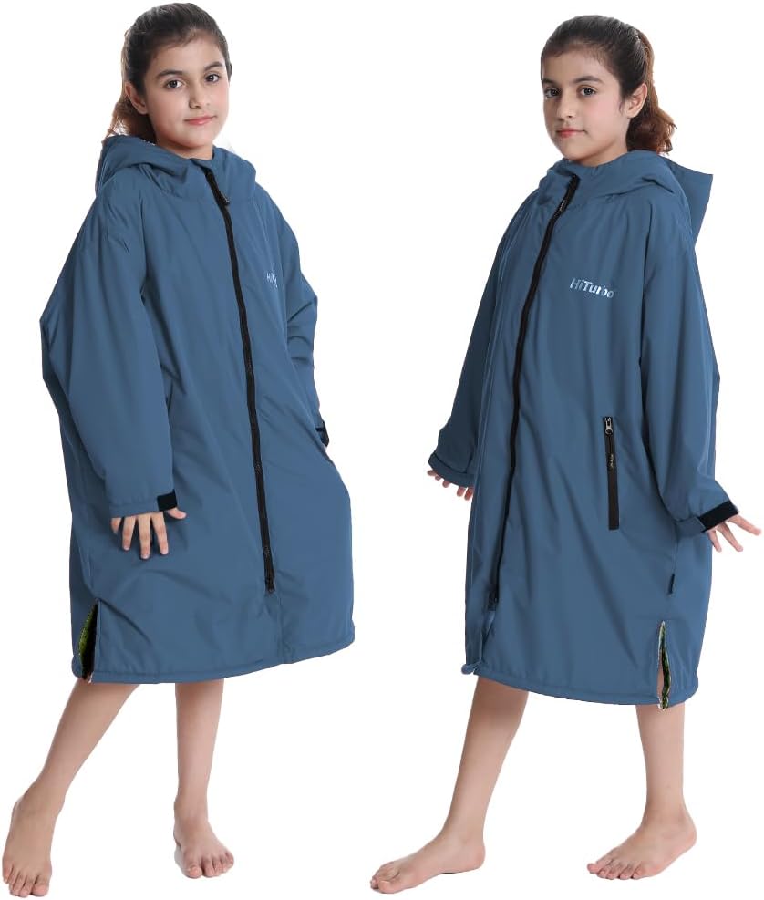 Warm Kids Swim Parka: Waterproof Changing Robe Sherpa Lined