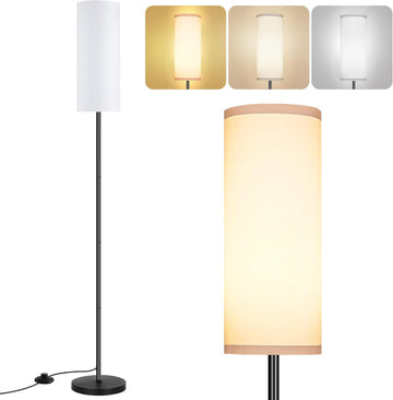 Modern Standing Lamp with Lampshade, Minimalist Tall Lamp with Foot Switch for Living, Bedroom, Kids Room, Office