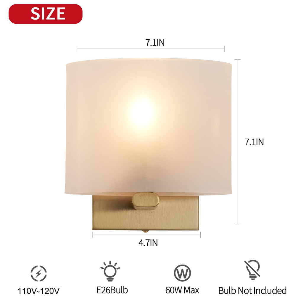 Indoor Small Flat Hardwired Acrylic Shade Gold Wall Sconce Light Set of 2