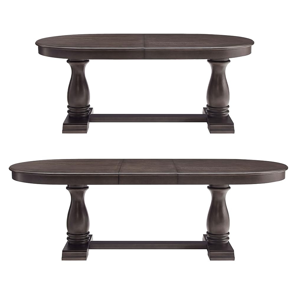 94.06" Oval Extendable Dining Table for 6 to 8, Country Rustic Farmhouse Solid Wood Kitchen Table with Sturdy Leg