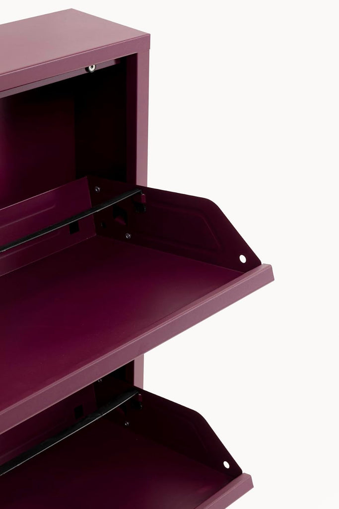 Caruso Designer Shoe Cabinet, Berry, 104 x 50 x 15 cm, Shoe Rack, Shoe Rack, with 3 Flaps, for 6 Pairs of Shoes