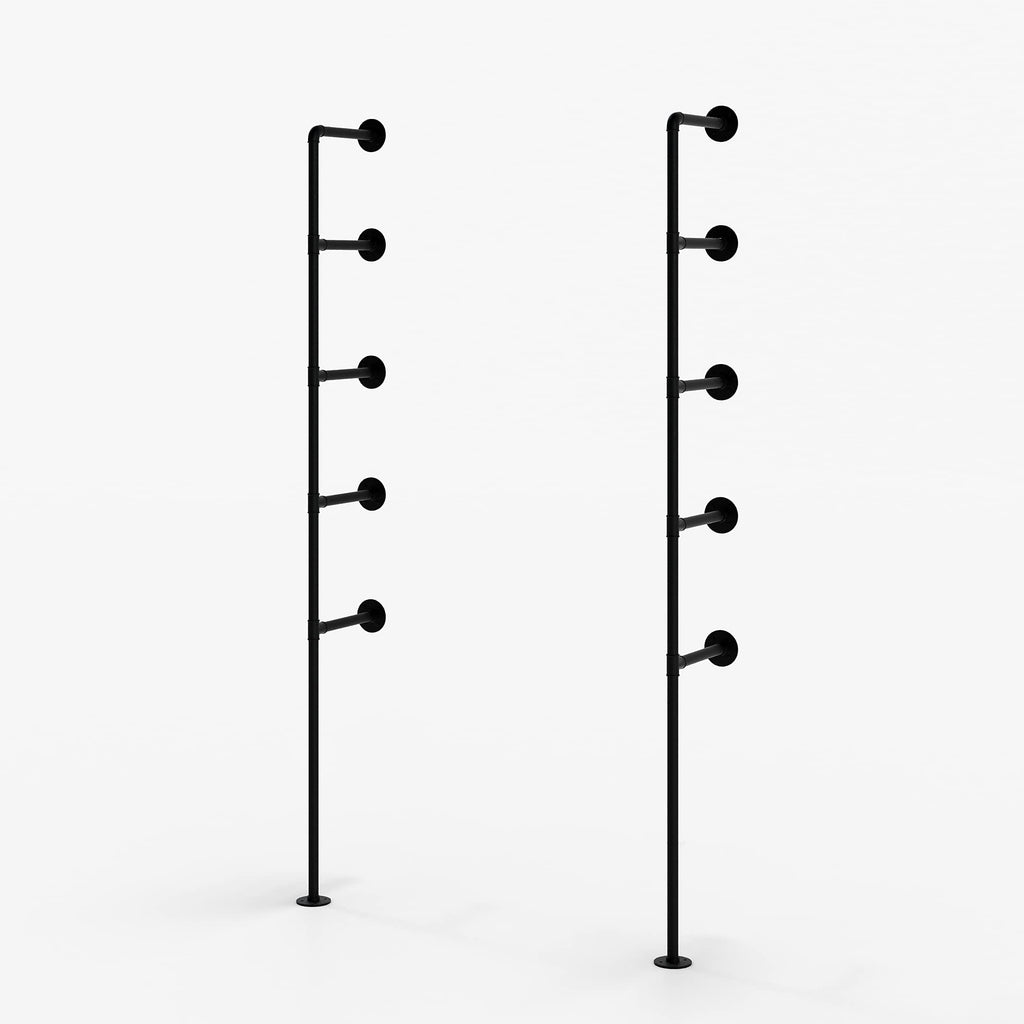 Industrial Shelf Brackets Wall Mounted - Heavy Duty Floating Shelf Support, Black Steel Pipe Shelving, Adjustable DIY