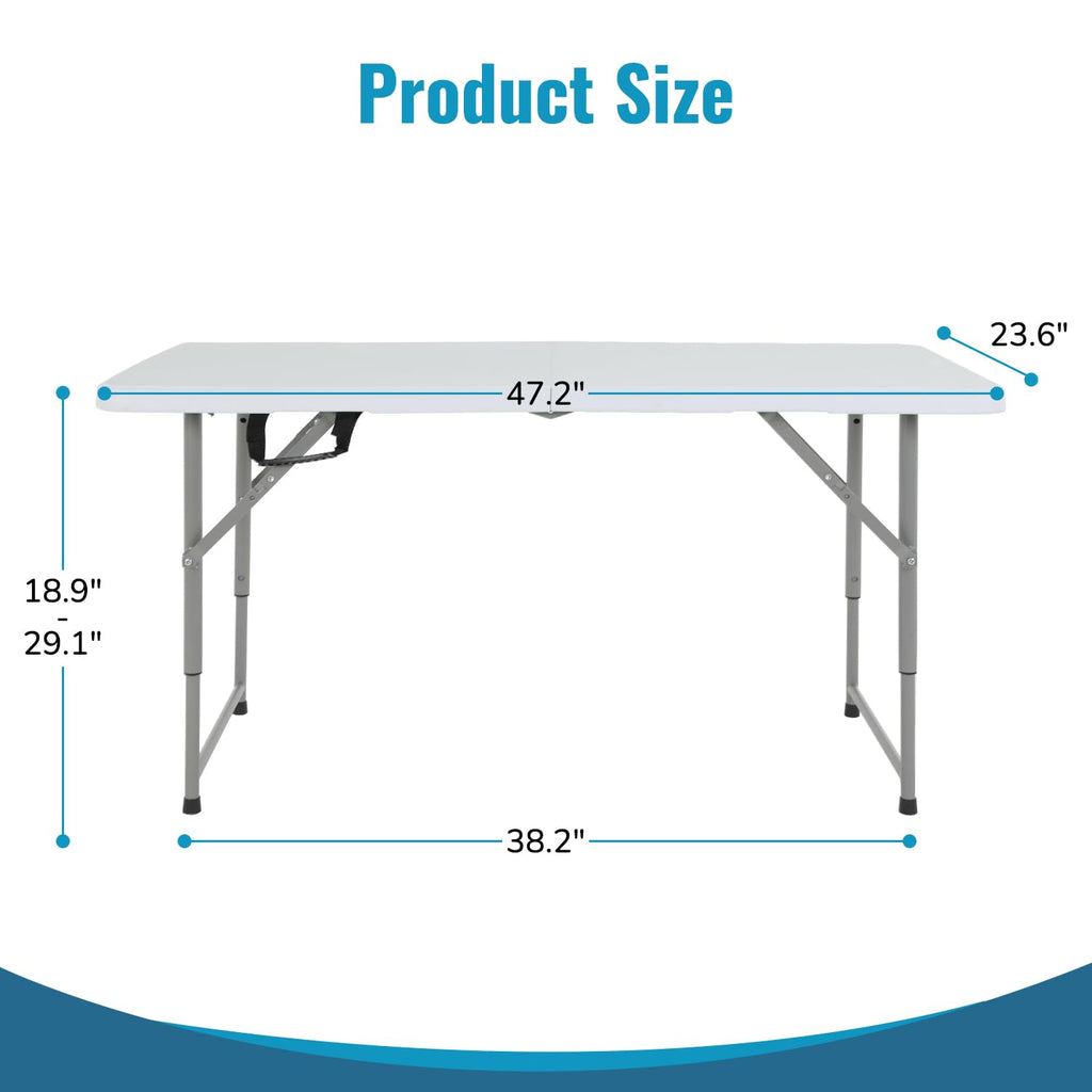 4FT Folding Table | White | Portable Plastic Table