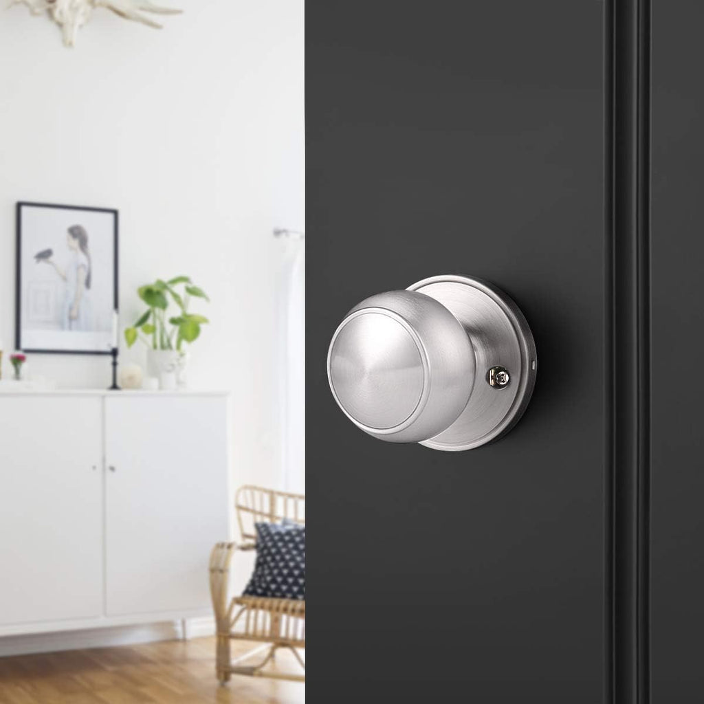 6 Pack Classic Closet Door Knobs Dummy Door Knob, Individual Non-Turning Dummy Door Knob Single Side, Satin Nickel