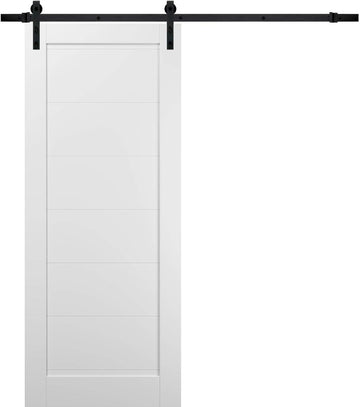 Quadro 4115 | Interior Single Sliding barn Door, no Glass, MDF, 42x84, White, Modern Style | Hardwar