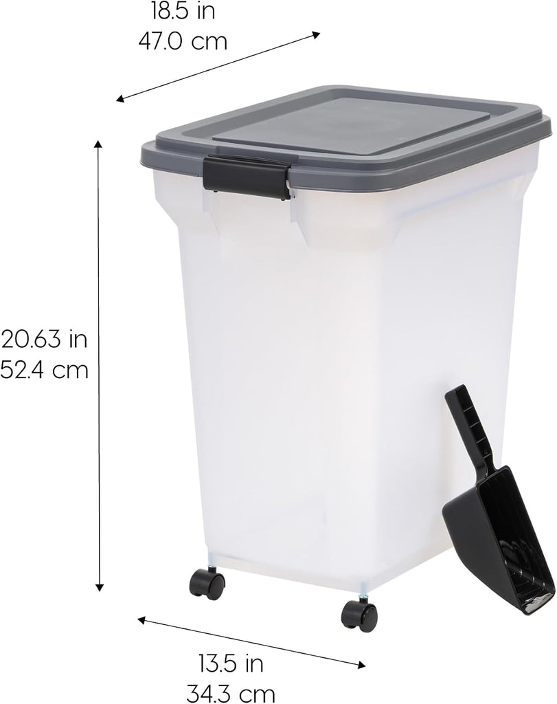 USA Dog Food Storage Container, Up to 40 lbs, Dark Gray, Made in USA