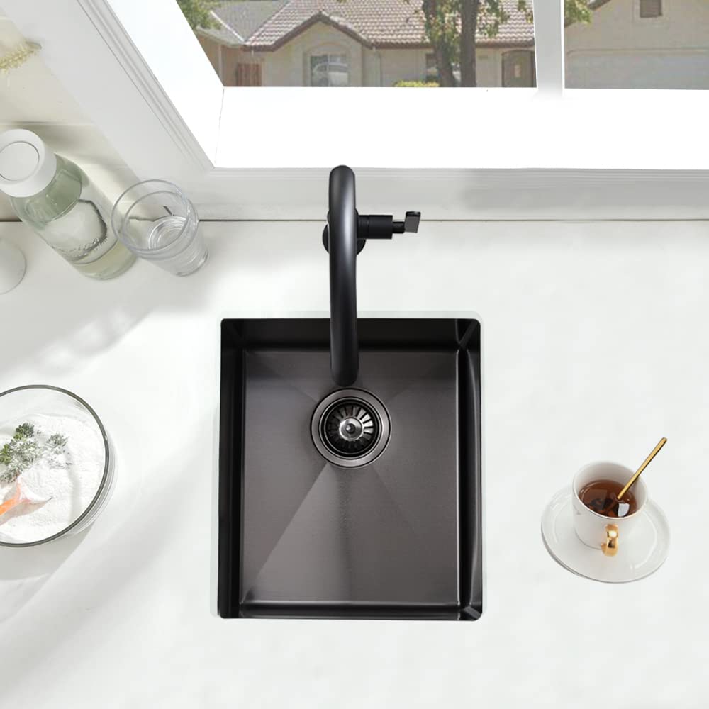 15x17 Inch Black Undermount Stainless Steel Bar Sink