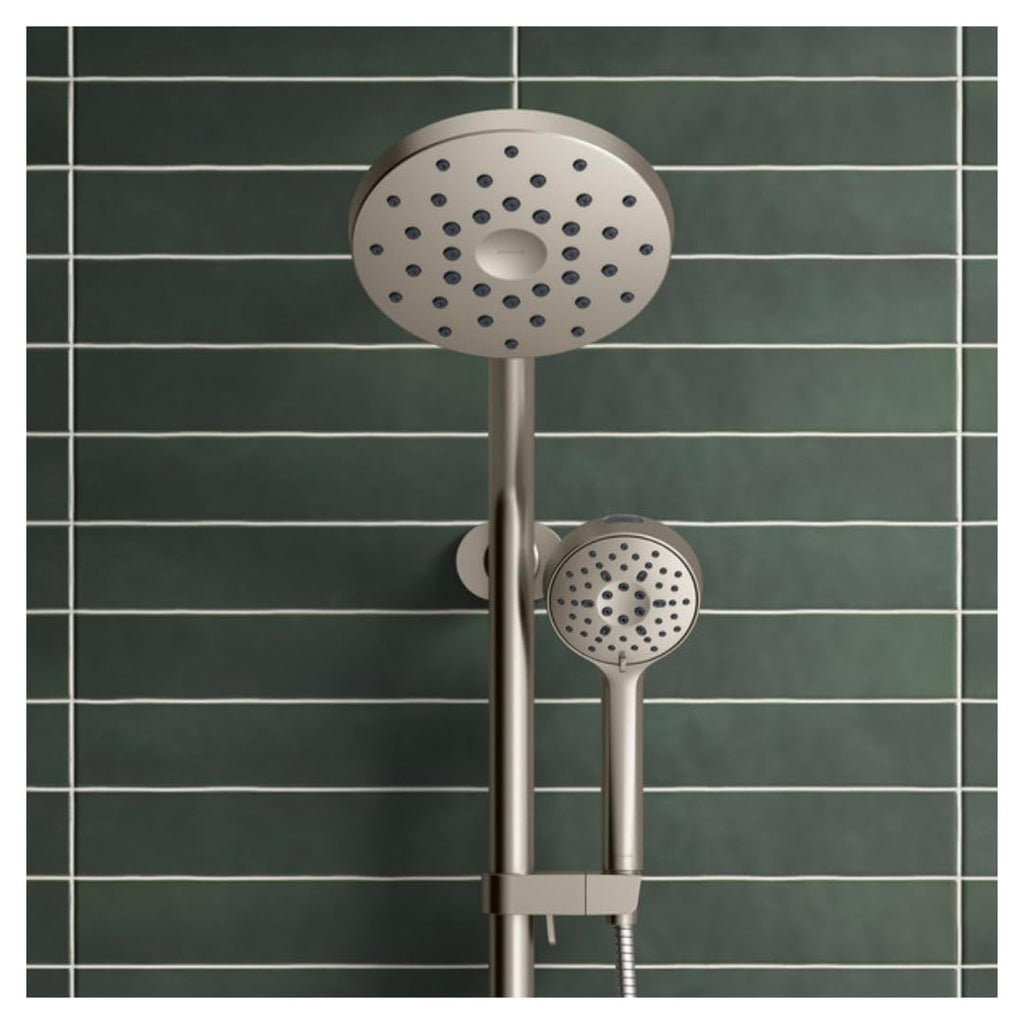 HydroRail 3-in-1 Multifunction Shower System, Brushed Nickel, with Handshower, Slidebar, 60" Hose, 5 Spray Functions