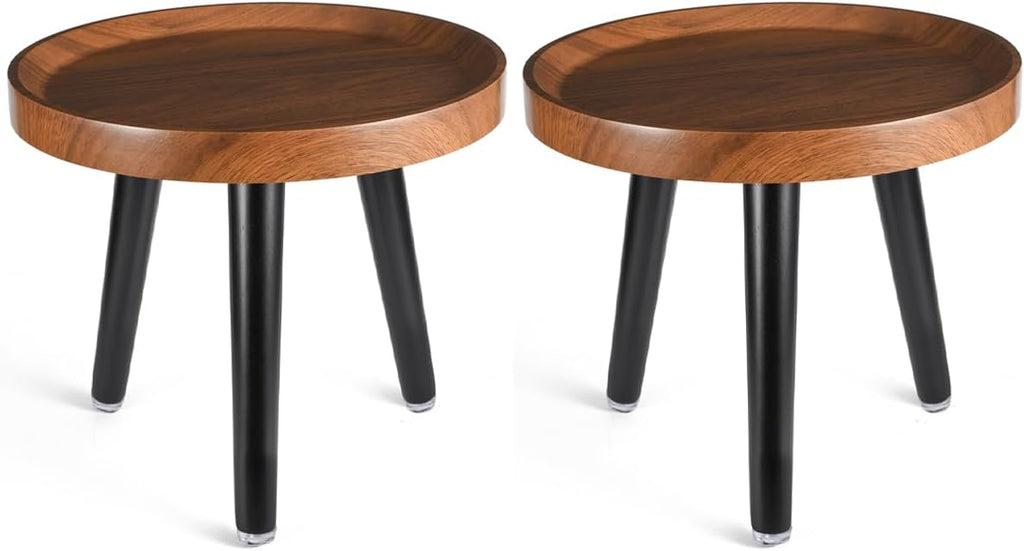 Indoor Plant Stand,Tall Stand with Raised Design(Walnut,12x10.8 in) | 2 Pack Wood Mid Century Plant Table in Walnut