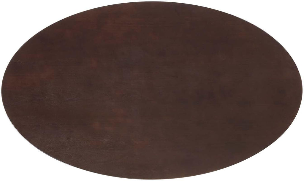 Inspired Tulip Style Oval Pedestal Dining Table — Gold Cherry Walnut, 60″ Oval