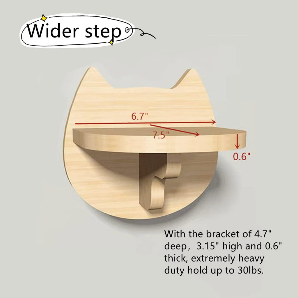 5-Pack Natural Wood Wall Mounted Cat Steps