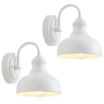 7 Inch Dome Outdoor Gooseneck Lighting Fixture, Exterior Small Porch Light Fixtures with Wall Mount, 2 Pack Farmhouse