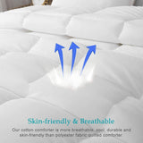 100% Cotton Cover Down Alternative Comforter King- Cloud Bed Comforter for All Season, Breathable Wh