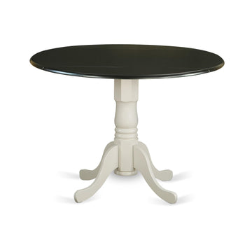 West Furniture DLT-BLW-TP Dubl Table - a Round Solid Wood Table Top with Dropleaf & Pedestal Base, 42x42 Inch, Black