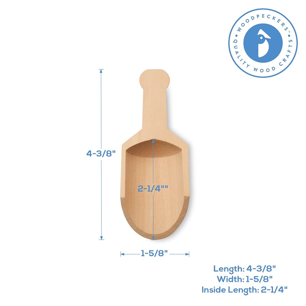 Small Wooden 1 Tablespoon Scoops for Food Canisters & Jars, Table Spoons Measuring Spoon, Wood Manuka Honey Bath