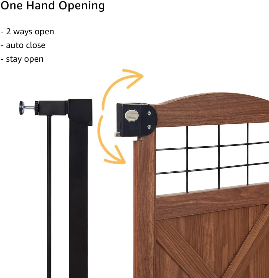 Farmhouse Barn Door Dog Gate, 30" Tall Anti-Trip Pet Barrier