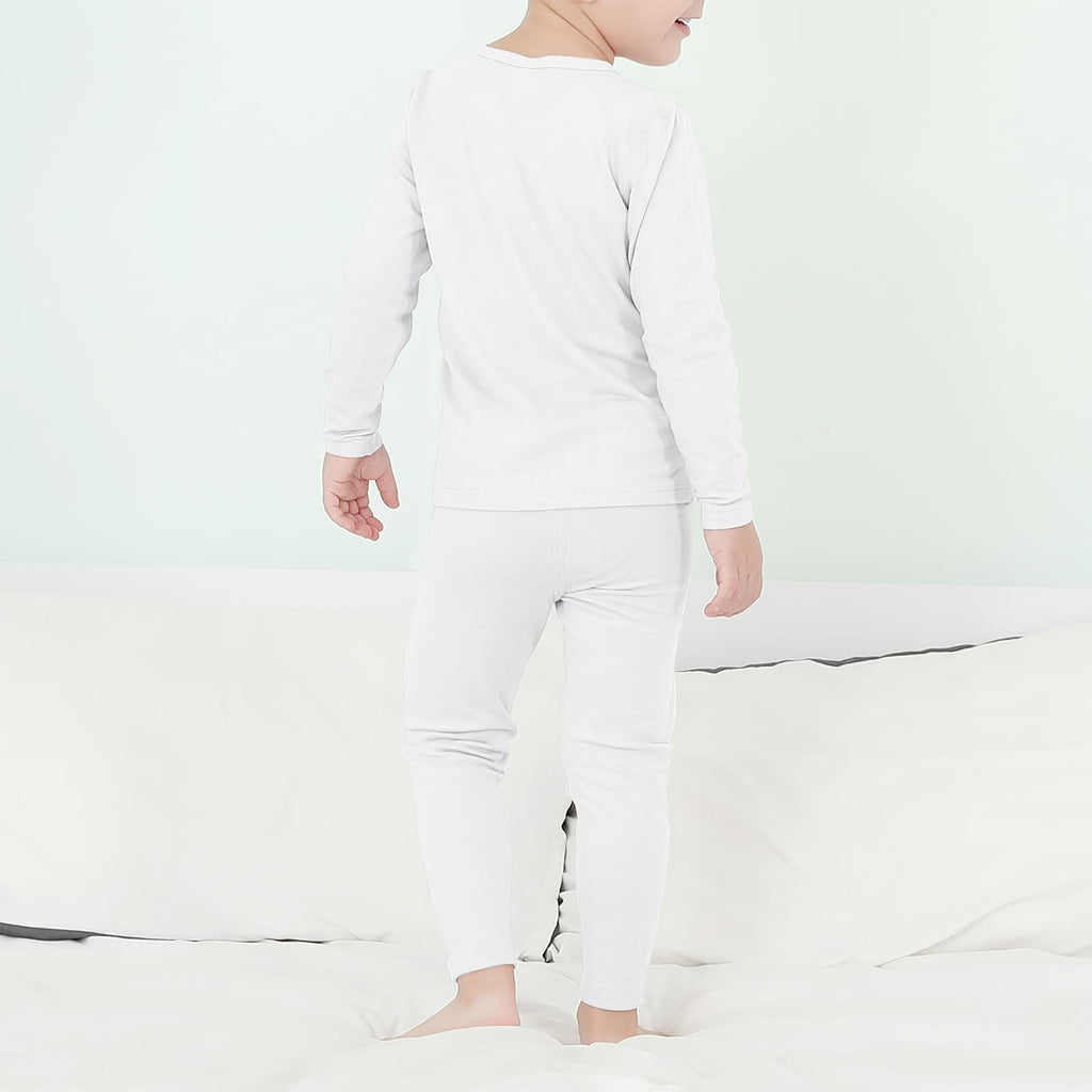 Kids Thermal Underwear Set, Toddlers Soft Fleece Base Layer White 90