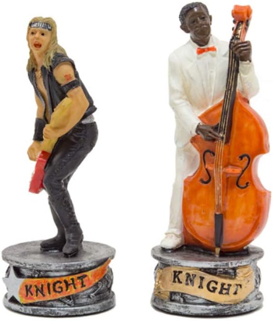 The Jazz Band Vs Rock Stars Hand Painted Themed Chess Pieces