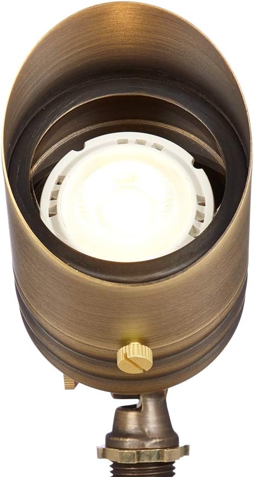 Fat Boy 12V Brass Outdoor Spotlight (Bronze) with 5W 2700K Warm White 400 Lumen MR16 LED Bulb for Low Voltage
