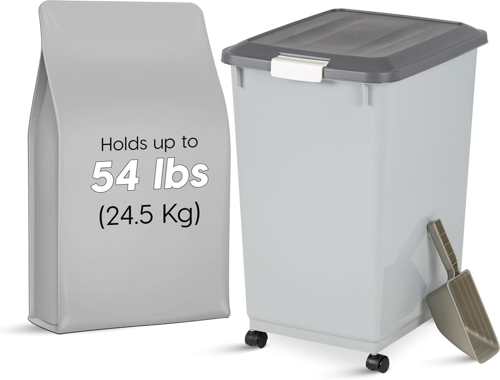 USA Dog Food Storage Container, Up to 54 lbs, Gray/Dark Gray